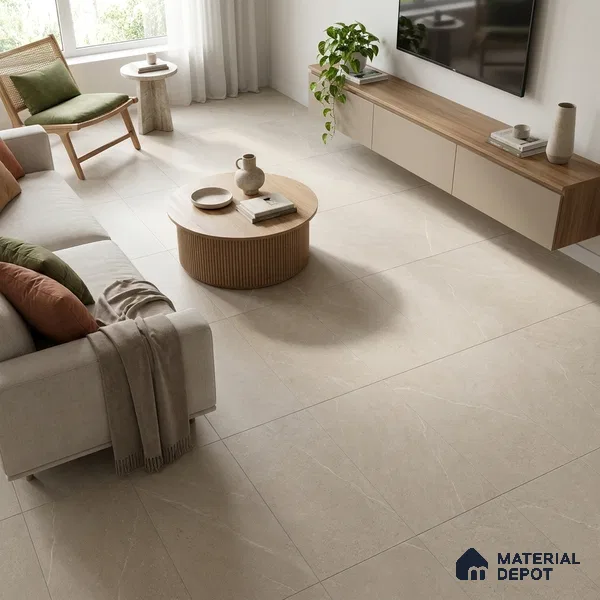 Stone Look Wall & Floor Tile TL 06658 Polar Pearl 4 ft x 2 ft Full Body Vitrified Matte Finish - 9 mm | 6 Random Design | Suitable For Living Room, Bedroom, Bathroom