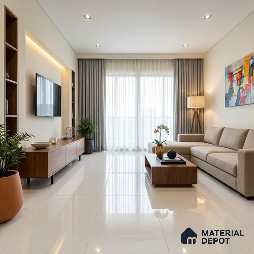 Terrazzo Wall & Floor Tile TL 06660 C Stars Bianco Lux 4 ft x 2 ft Full Body Vitrified Polish Finish - 9 mm | Suitable For Living Room, Bedroom, Bathroom, Terrace, Office & Balcony
