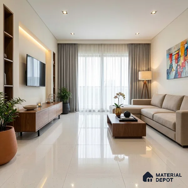 Terrazzo Wall & Floor Tile TL 06660 C Stars Bianco Lux 4 ft x 2 ft Full Body Vitrified Polish Finish - 9 mm | Suitable For Living Room, Bedroom, Bathroom, Terrace, Office & Balcony