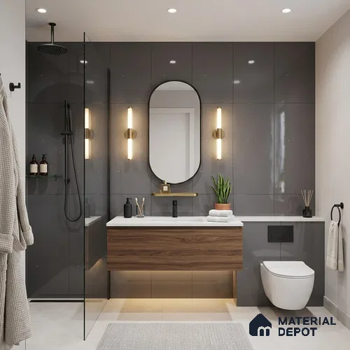Terrazzo Wall & Floor Tile TL 06660 L Stars Nero Lux 4 ft x 2 ft Full Body Vitrified Polish Finish - 9 mm | Suitable For Living Room, Bedroom, Bathroom, Terrace, Office & Balcony