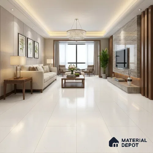 Terrazzo Wall & Floor Tile TL 06660 Stars Bianco Natural 4 ft x 2 ft Full Body Vitrified Matte Finish - 9 mm | Suitable For Living Room, Bedroom, Bathroom, Terrace, Office & Balcony