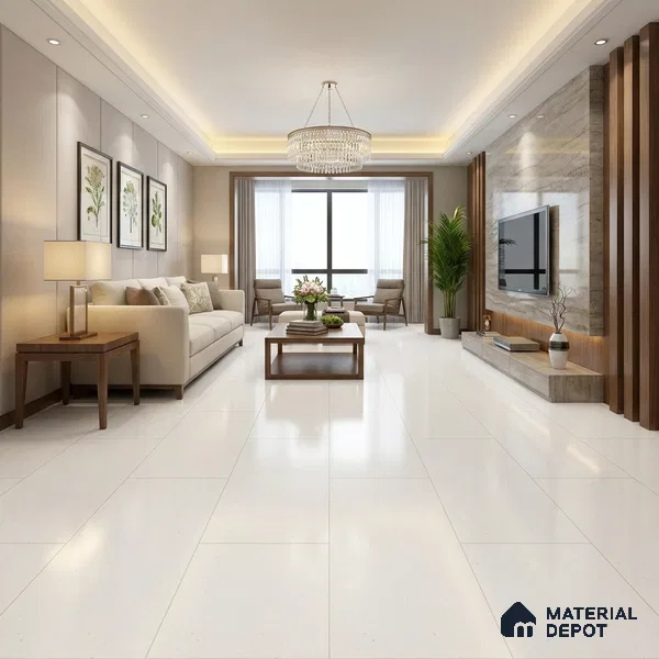 Terrazzo Wall & Floor Tile TL 06660 Stars Bianco Natural 4 ft x 2 ft Full Body Vitrified Matte Finish - 9 mm | Suitable For Living Room, Bedroom, Bathroom, Terrace, Office & Balcony