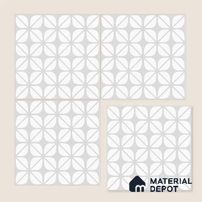 Moroccan Wall & Floor Tile TL 06662 Madrid 1 ft x 1 ft White Ceramic Carving Matte Finish Tile - 9 mm | Suitable for Bathroom, Kitchen, Balcony | Please Expect a Slight Variation of Pattern