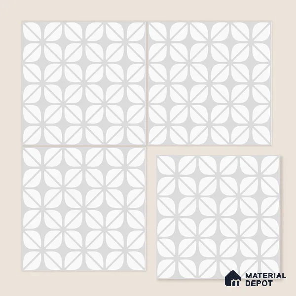 Moroccan Wall & Floor Tile TL 06662 Madrid 1 ft x 1 ft White Ceramic Carving Matte Finish Tile - 9 mm | Suitable for Bathroom, Kitchen, Balcony | Please Expect a Slight Variation of Pattern