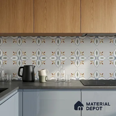 Moroccan Wall & Floor Tile TL 06663 Julia 1 ft x 1 ft Grey Ceramic Carving Matte Finish Tile - 9 mm | Suitable for Bathroom, Kitchen, Balcony | Please Expect a Slight Variation of Pattern