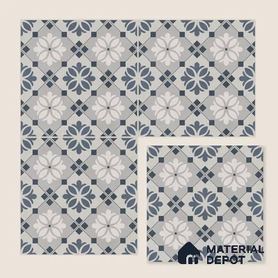 Moroccan Wall & Floor Tile TL 06665 C Aceo 1 ft x 1 ft Light Blue Ceramic Glue Matte Finish Tile - 9 mm | Suitable for Bathroom, Kitchen, Balcony | Please Expect a Slight Variation of Pattern