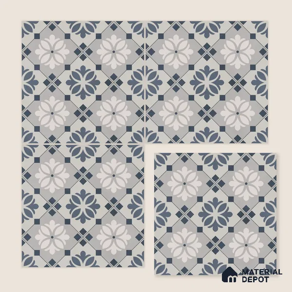 Moroccan Wall & Floor Tile TL 06665 C Aceo 1 ft x 1 ft Light Blue Ceramic Glue Matte Finish Tile - 9 mm | Suitable for Bathroom, Kitchen, Balcony | Please Expect a Slight Variation of Pattern