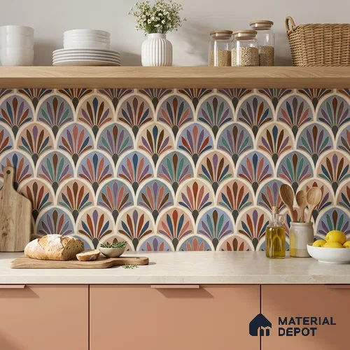 Moroccan Wall & Floor Tile TL 06670 Samara 1 ft x 1 ft Multi Colour Ceramic Glue Matte Finish Tile - 9 mm | Suitable for Bathroom, Kitchen, Balcony | Please Expect a Slight Variation of Pattern