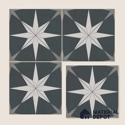 Moroccan Wall & Floor Athangudi Tile TL 06675 B Riga 1 ft x 1 ft Grey Ceramic Glue Matte Finish Tile - 9 mm | Suitable for Bathroom, Kitchen, Balcony | Please Expect a Slight Variation of Pattern