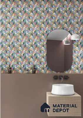 Moroccan Wall & Floor Tile TL 06676 Norland 1 ft x 1 ft Multi Colour Ceramic Glue Matte Finish Tile - 9 mm | Suitable for Bathroom, Kitchen, Balcony | Please Expect a Slight Variation of Pattern