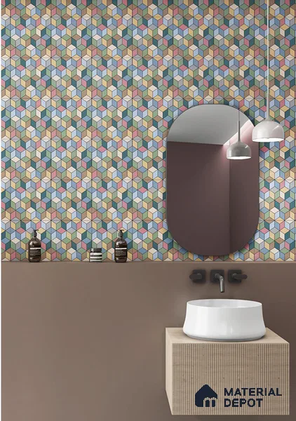 Moroccan Wall & Floor Tile TL 06676 Norland 1 ft x 1 ft Multi Colour Ceramic Glue Matte Finish Tile - 9 mm | Suitable for Bathroom, Kitchen, Balcony | Please Expect a Slight Variation of Pattern