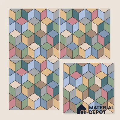 Moroccan Wall & Floor Tile TL 06676 Norland 1 ft x 1 ft Multi Colour Ceramic Glue Matte Finish Tile - 9 mm | Suitable for Bathroom, Kitchen, Balcony | Please Expect a Slight Variation of Pattern
