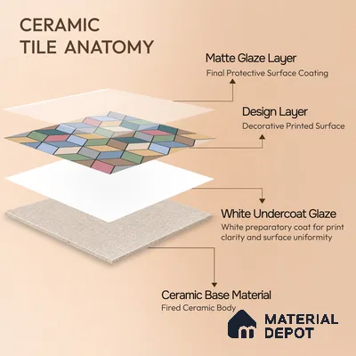 Moroccan Wall & Floor Tile TL 06676 Norland 1 ft x 1 ft Multi Colour Ceramic Glue Matte Finish Tile - 9 mm | Suitable for Bathroom, Kitchen, Balcony | Please Expect a Slight Variation of Pattern
