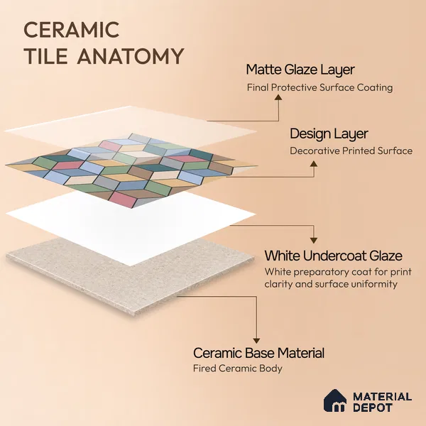 Moroccan Wall & Floor Tile TL 06676 Norland 1 ft x 1 ft Multi Colour Ceramic Glue Matte Finish Tile - 9 mm | Suitable for Bathroom, Kitchen, Balcony | Please Expect a Slight Variation of Pattern