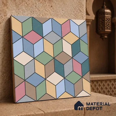Moroccan Wall & Floor Tile TL 06676 Norland 1 ft x 1 ft Multi Colour Ceramic Glue Matte Finish Tile - 9 mm | Suitable for Bathroom, Kitchen, Balcony | Please Expect a Slight Variation of Pattern