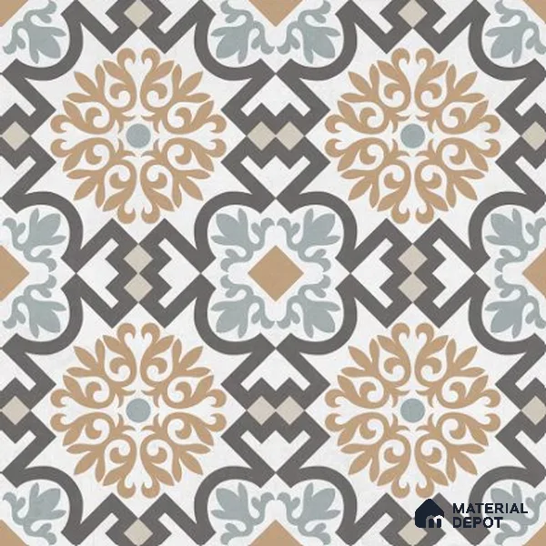 Moroccan Wall & Floor Tile TL 06677 Valentina 1 ft x 1 ft Multi Colour Ceramic Glue Matte Finish Tile - 9 mm | Suitable for Bathroom, Kitchen, Balcony | Please Expect a Slight Variation of Pattern