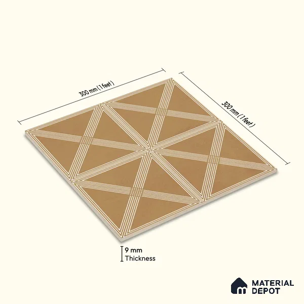 Moroccan Wall & Floor Tile TL 06681 Zenit 1 ft x 1 ft Brown Ceramic Glue Matte Finish Tile - 9 mm | Suitable for Bathroom, Kitchen, Balcony | Please Expect a Slight Variation of Pattern