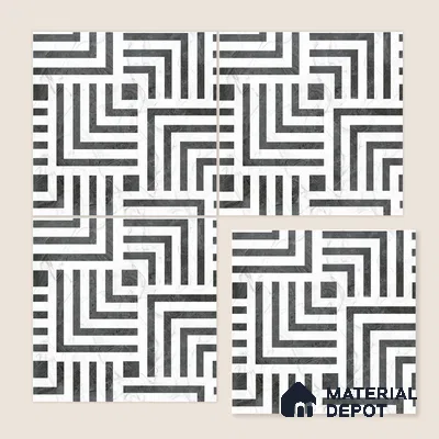 Moroccan Wall & Floor Tile TL 06685 Cubo 1 ft x 1 ft Black Ceramic Luster Matte Finish Tile - 9 mm | Suitable for Bathroom, Kitchen, Entryway | Please Expect a Slight Variation of Pattern
