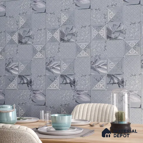 Blue Highlighter Wall Tile TL 06688 B Gravier Azure Breeze Embellish 2 ft x 4 ft Vitrified Carving Matte Finish - 9 mm | 4 Random Design | Suitable For Bathroom, Accent/Feature Wall, Dining Area