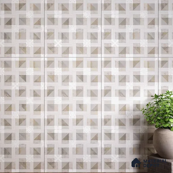 Brown Highlighter Wall Tile TL 06689 Gravier Verdant Elegance 2 ft x 4 ft Vitrified Carving Matte Finish - 9 mm | 4 Random Design | Suitable For Bathroom, Accent/Feature Wall, Dining Area