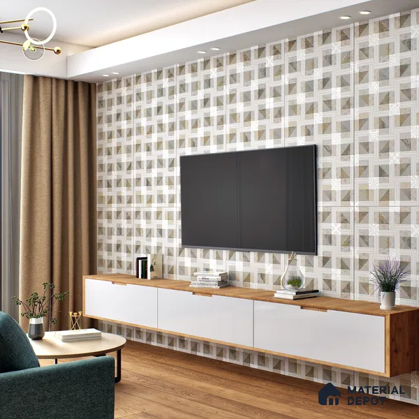 Brown Highlighter Wall Tile TL 06689 Gravier Verdant Elegance 2 ft x 4 ft Vitrified Carving Matte Finish - 9 mm | 4 Random Design | Suitable For Bathroom, Accent/Feature Wall, Dining Area