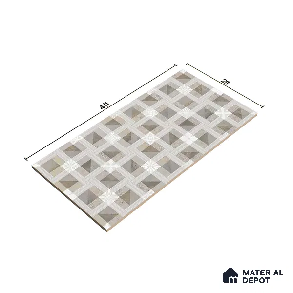 Brown Highlighter Wall Tile TL 06689 Gravier Verdant Elegance 2 ft x 4 ft Vitrified Carving Matte Finish - 9 mm | 4 Random Design | Suitable For Bathroom, Accent/Feature Wall, Dining Area