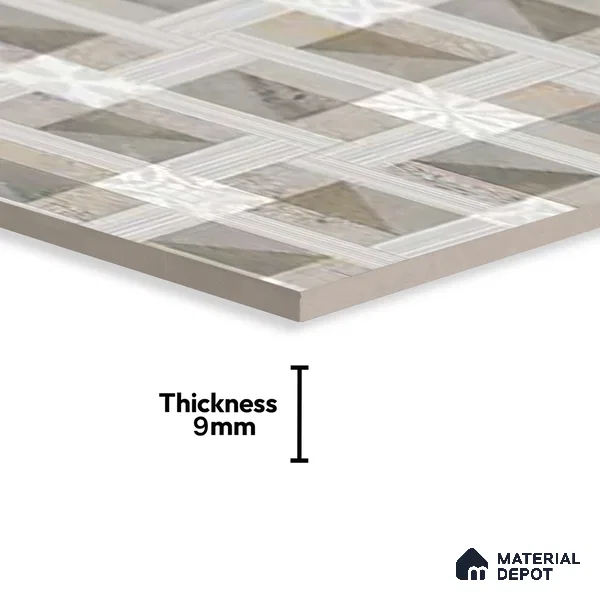 Brown Highlighter Wall Tile TL 06689 Gravier Verdant Elegance 2 ft x 4 ft Vitrified Carving Matte Finish - 9 mm | 4 Random Design | Suitable For Bathroom, Accent/Feature Wall, Dining Area