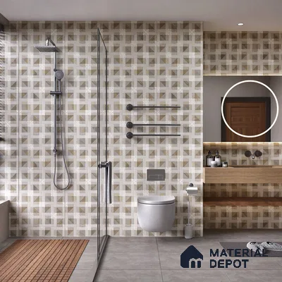 Brown Highlighter Wall Tile TL 06689 Gravier Verdant Elegance 2 ft x 4 ft Vitrified Carving Matte Finish - 9 mm | 4 Random Design | Suitable For Bathroom, Accent/Feature Wall, Dining Area