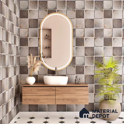 Grey Moroccan Wall Tile TL 06690 B Gravier Urban Mist Accent 2 ft x 4 ft Vitrified Carving Matte Finish - 9 mm | 4 Random Design | Suitable for Living Room, Bedroom, Bathroom