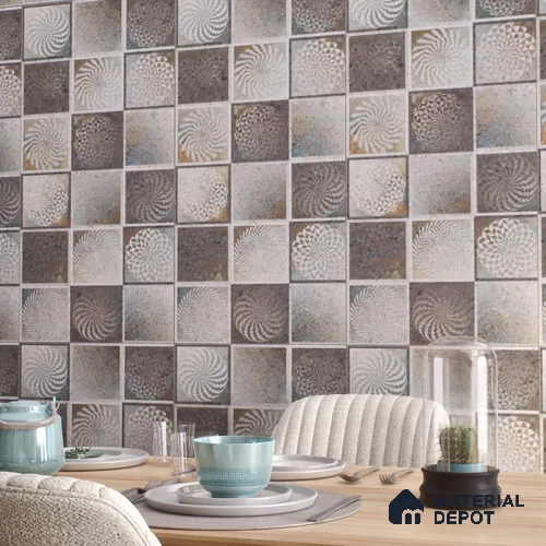 Grey Moroccan Wall Tile TL 06690 B Gravier Urban Mist Accent 2 ft x 4 ft Vitrified Carving Matte Finish - 9 mm | 4 Random Design | Suitable for Living Room, Bedroom, Bathroom