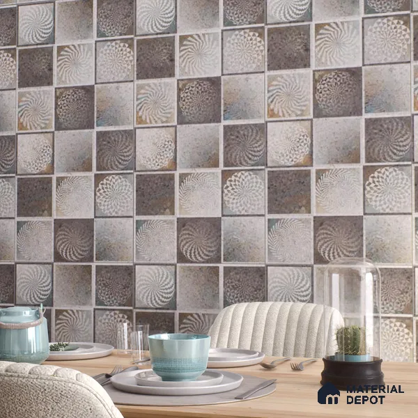 Grey Moroccan Wall Tile TL 06690 B Gravier Urban Mist Accent 2 ft x 4 ft Vitrified Carving Matte Finish - 9 mm | 4 Random Design | Suitable for Living Room, Bedroom, Bathroom