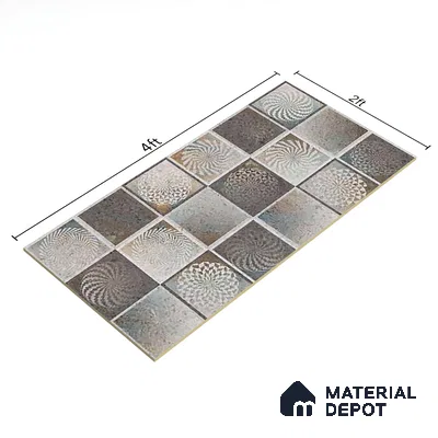 Grey Moroccan Wall Tile TL 06690 B Gravier Urban Mist Accent 2 ft x 4 ft Vitrified Carving Matte Finish - 9 mm | 4 Random Design | Suitable for Living Room, Bedroom, Bathroom