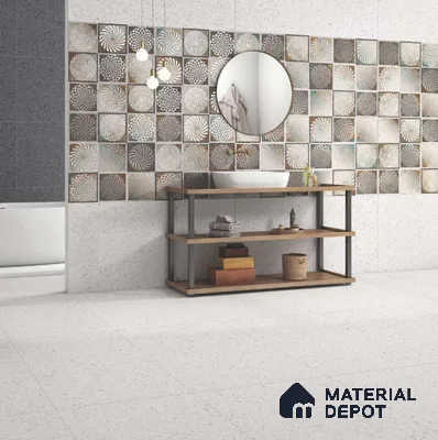 Grey Stone Floor & Wall Tile TL 06690 Gravier Urban Mist 2 ft x 4 ft Vitrified Carving Matte Finish - 9 mm | 8 Random Design | Suitable for Living Room, Bedroom, Bathroom