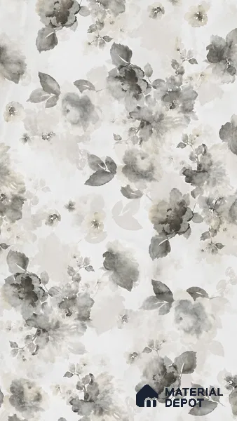 Grey Floral Wall Tile TL 06691 Gravier Sterling Charm 4 ft x 2 ft Vitrified Glossy Finish - 9 mm | Suitable for Bathroom, Accent/Feature Wall, Dining Area