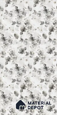 Grey Floral Wall Tile TL 06691 Gravier Sterling Charm 4 ft x 2 ft Vitrified Glossy Finish - 9 mm | Suitable for Bathroom, Accent/Feature Wall, Dining Area