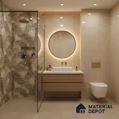 Grey Floral Wall Tile TL 06692 B Gravier Arctic Glow Embellish 2 ft x 4 ft Vitrified Glossy Finish - 9 mm | Suitable for Living Room, Bedroom, Bathroom (Sample)