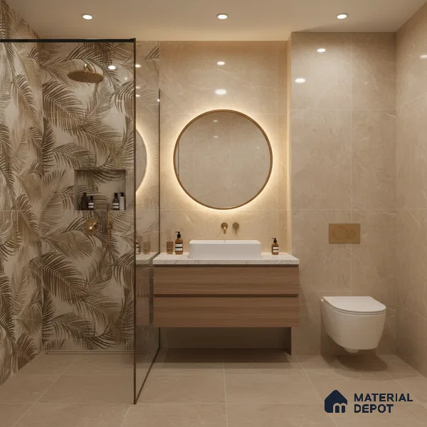 Grey Floral Wall Tile TL 06692 B Gravier Arctic Glow Embellish 2 ft x 4 ft Vitrified Glossy Finish - 9 mm | Suitable for Living Room, Bedroom, Bathroom (Sample)