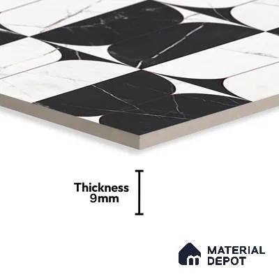 White Highlighter Wall Tile TL 06694 B Gravier Radiant White Embellish 2 ft x 4 ft Vitrified High Gloss Finish - 9 mm | Suitable For Bathroom, Accent/Feature Wall, Dining Area