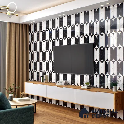 White Highlighter Wall Tile TL 06694 B Gravier Radiant White Embellish 2 ft x 4 ft Vitrified High Gloss Finish - 9 mm | Suitable For Bathroom, Accent/Feature Wall, Dining Area