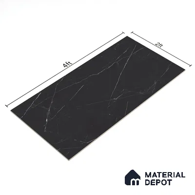 Marble Nero Marquina Wall & Floor Tile TL 06695 Charcoal Black 4 ft x 2 ft High Gloss Finish Vitrified Tile - 9 mm | 8 Random Designs | Suitable For Living Room, Bedroom, Dining