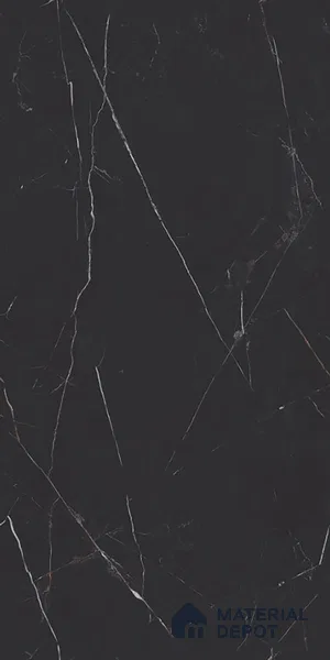 Marble Nero Marquina Wall & Floor Tile TL 06695 Charcoal Black 4 ft x 2 ft High Gloss Finish Vitrified Tile - 9 mm | 8 Random Designs | Suitable For Living Room, Bedroom, Dining