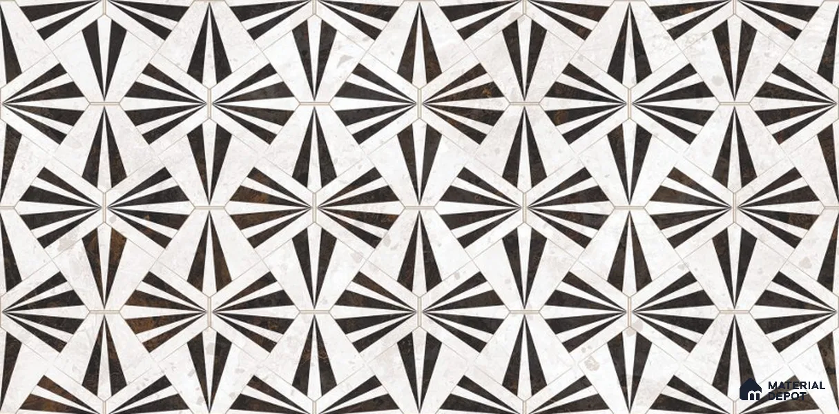 Grey Highlighter Wall Tile TL 06696 B Gravier Majestic Ivory Accent 2 ft x 4 ft Vitrified High Gloss Finish - 9 mm | Suitable For Bathroom, Accent/Feature Wall, Dining Area