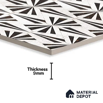 Grey Highlighter Wall Tile TL 06696 B Gravier Majestic Ivory Accent 2 ft x 4 ft Vitrified High Gloss Finish - 9 mm | Suitable For Bathroom, Accent/Feature Wall, Dining Area
