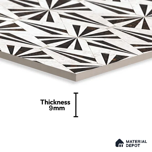 Grey Highlighter Wall Tile TL 06696 B Gravier Majestic Ivory Accent 2 ft x 4 ft Vitrified High Gloss Finish - 9 mm | Suitable For Bathroom, Accent/Feature Wall, Dining Area
