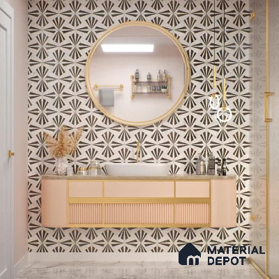 Grey Highlighter Wall Tile TL 06696 B Gravier Majestic Ivory Accent 2 ft x 4 ft Vitrified High Gloss Finish - 9 mm | Suitable For Bathroom, Accent/Feature Wall, Dining Area
