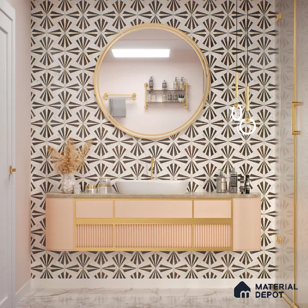 Grey Highlighter Wall Tile TL 06696 B Gravier Majestic Ivory Accent 2 ft x 4 ft Vitrified High Gloss Finish - 9 mm | Suitable For Bathroom, Accent/Feature Wall, Dining Area