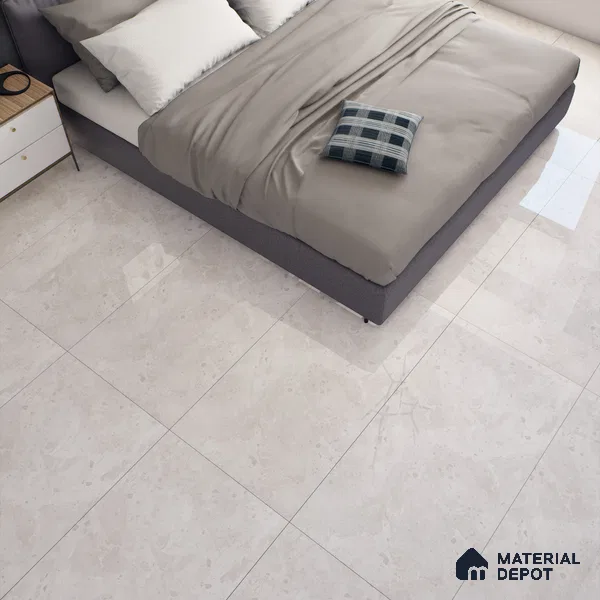Marble Botticino Wall & Floor Tile TL 06696 Linen Beige 4 ft x 2 ft Glossy Finish Vitrified Tile - 9 mm | 5 Random Designs | Suitable For Living Room, Bedroom, Dining