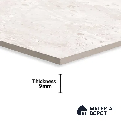 Marble Botticino Wall & Floor Tile TL 06696 Linen Beige 4 ft x 2 ft Glossy Finish Vitrified Tile - 9 mm | 5 Random Designs | Suitable For Living Room, Bedroom, Dining