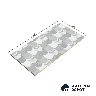 Grey Highlighter Wall Tile TL 06697 Gravier Polar Quartz 2 ft x 4 ft Vitrified Glossy Finish - 9 mm | 6 Random Design | Suitable For Bathroom, Accent/Feature Wall, Dining Area