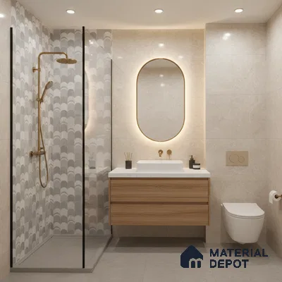 Grey Highlighter Wall Tile TL 06697 Gravier Polar Quartz 2 ft x 4 ft Vitrified Glossy Finish - 9 mm | 6 Random Design | Suitable For Bathroom, Accent/Feature Wall, Dining Area